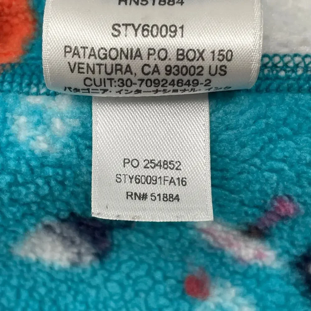 Patagonia Synchilla Fleece Hoodie Jacket Foxes Blue Pink Animal Print Size 4T